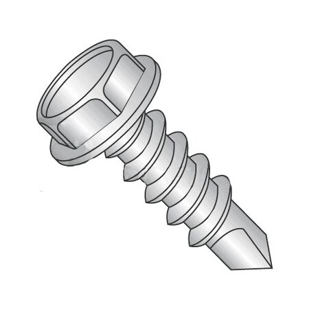 Self-Drilling Screw, #12 X 1 In, 410 Stainless Steel Hex Head Hex Drive, 500 PK